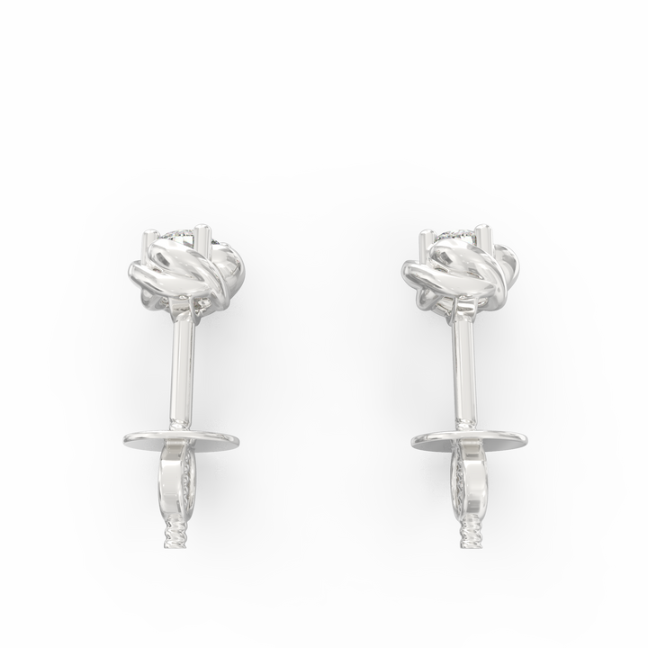 Nature's Elegance - Floral Accent Solitaire Round Diamond Ear Studs in Gold