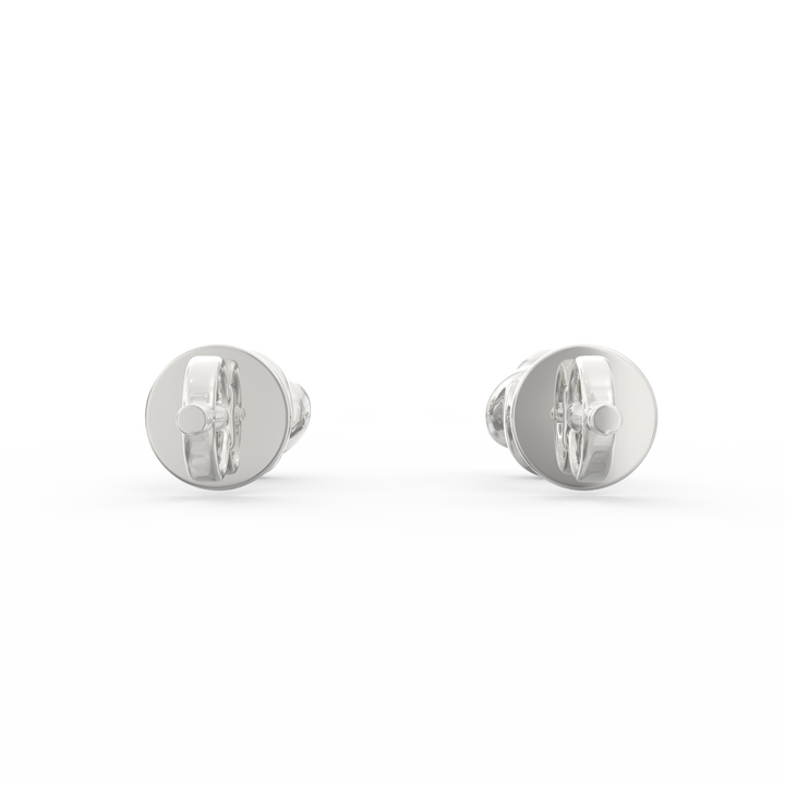 Nature's Elegance - Floral Accent Solitaire Round Diamond Ear Studs in Gold