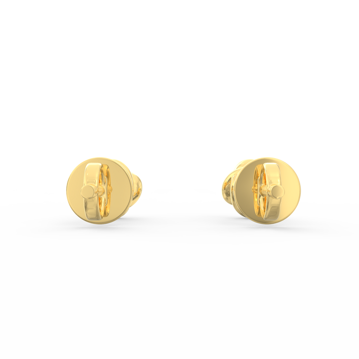Nature's Elegance - Floral Accent Solitaire Round Diamond Ear Studs in Gold