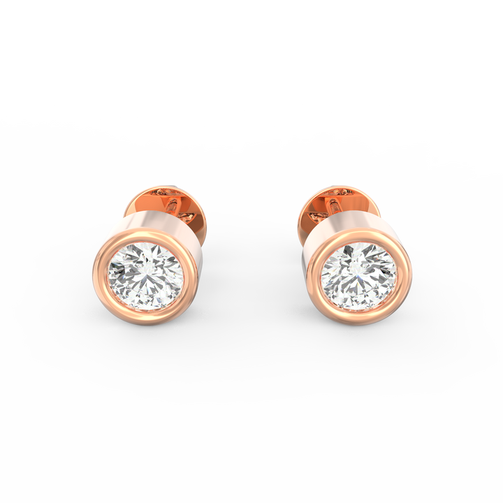 Modern Brilliance - Bezel Set Round Solitaire Diamond Stud Earrings