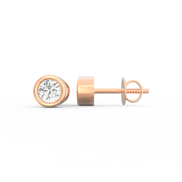 Modern Brilliance - Bezel Set Round Solitaire Diamond Stud Earrings