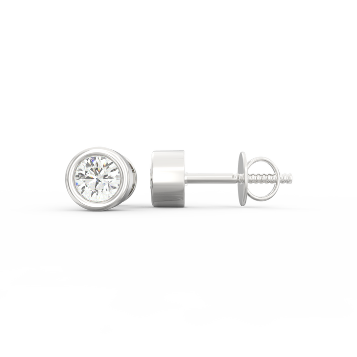 Modern Brilliance - Bezel Set Round Solitaire Diamond Stud Earrings