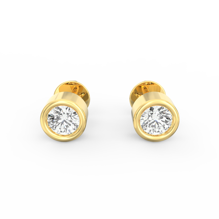 Modern Brilliance - Bezel Set Round Solitaire Diamond Stud Earrings