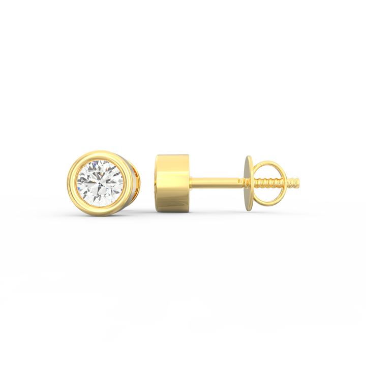 Modern Brilliance - Bezel Set Round Solitaire Diamond Stud Earrings