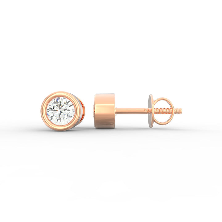 Modern Brilliance - Bezel Set Round Solitaire Diamond Stud Earrings