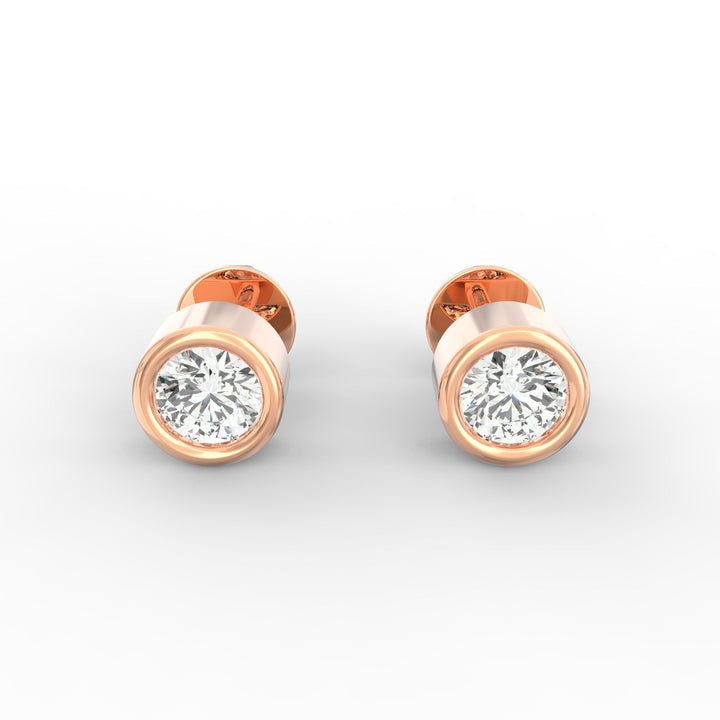 Modern Brilliance - Bezel Set Round Solitaire Diamond Stud Earrings