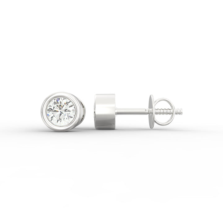 Modern Brilliance - Bezel Set Round Solitaire Diamond Stud Earrings