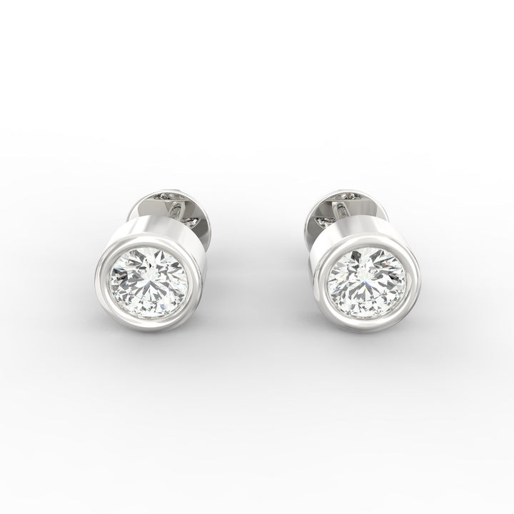 Modern Brilliance - Bezel Set Round Solitaire Diamond Stud Earrings