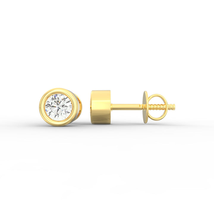 Modern Brilliance - Bezel Set Round Solitaire Diamond Stud Earrings