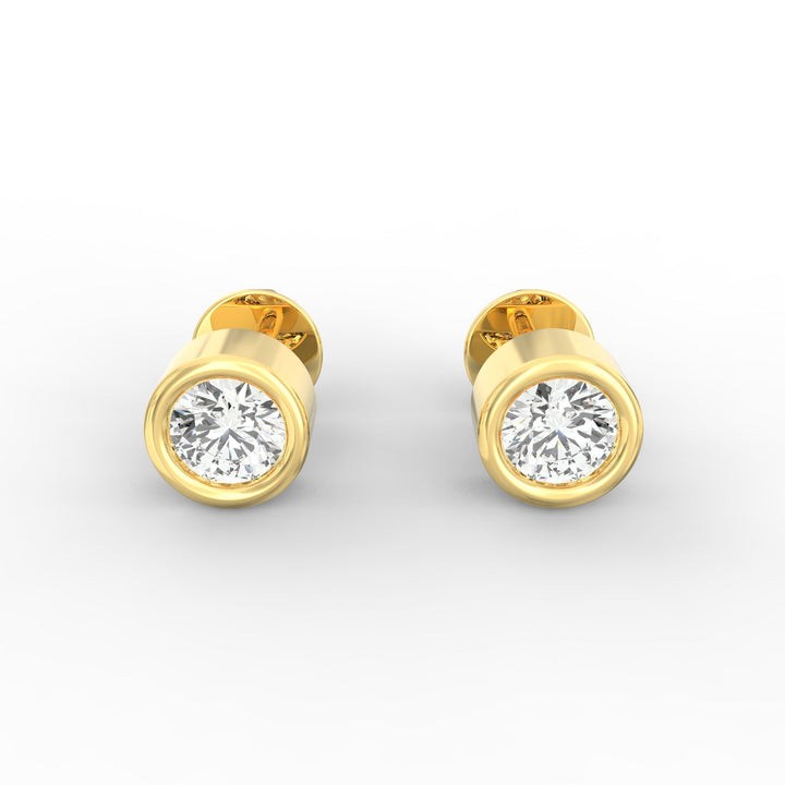 Modern Brilliance - Bezel Set Round Solitaire Diamond Stud Earrings