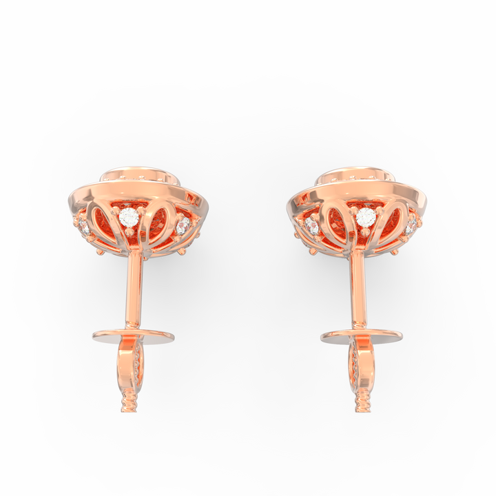 Timeless Elegance - Solitaire Stud Earring with Diamond Pave Halo