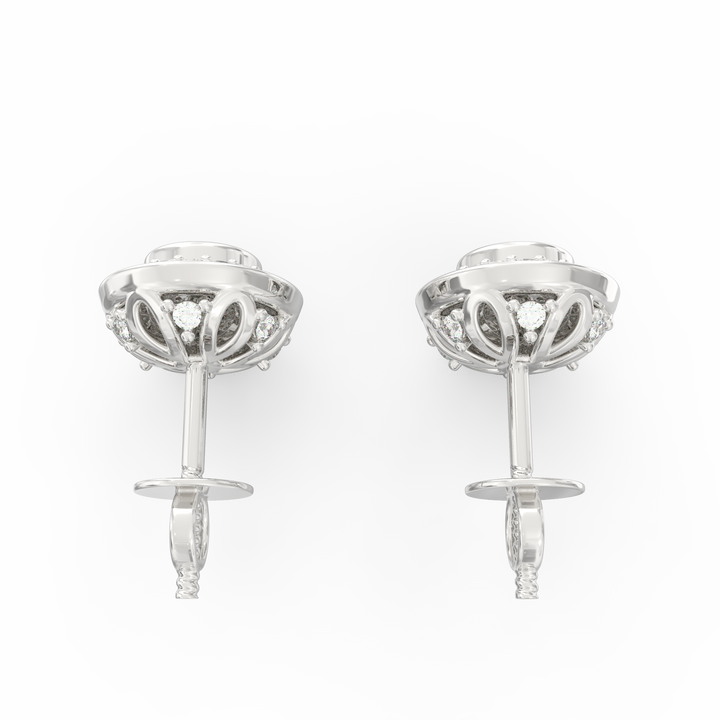 Timeless Elegance - Solitaire Stud Earring with Diamond Pave Halo