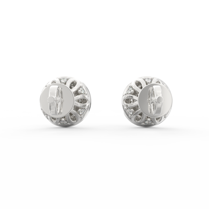 Timeless Elegance - Solitaire Stud Earring with Diamond Pave Halo