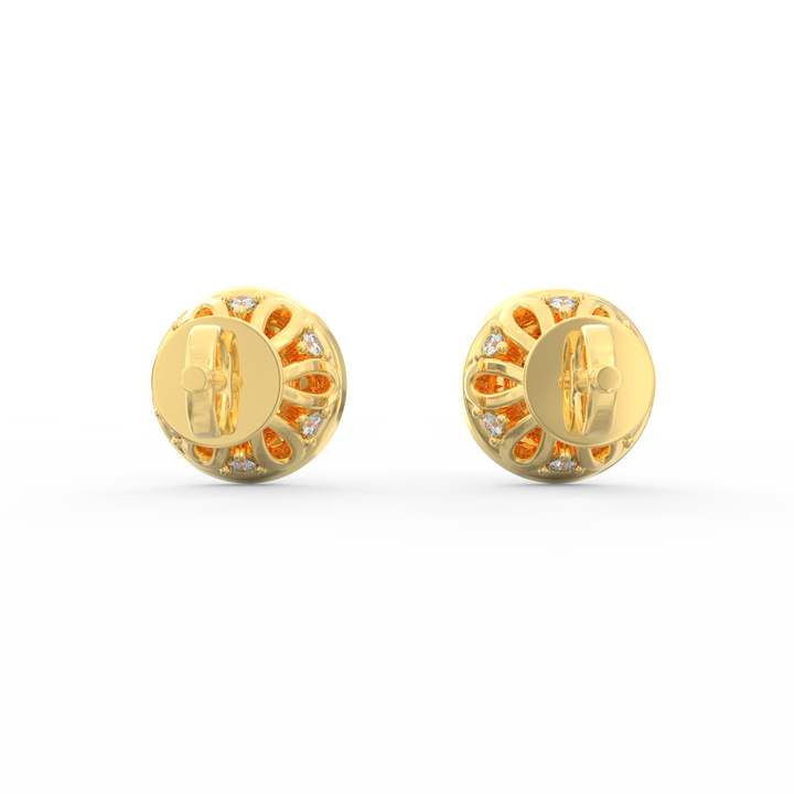 Timeless Elegance - Solitaire Stud Earring with Diamond Pave Halo