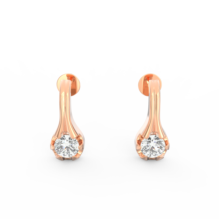 Contemporary Elegance - Elongated Gold Solitaire Earrings