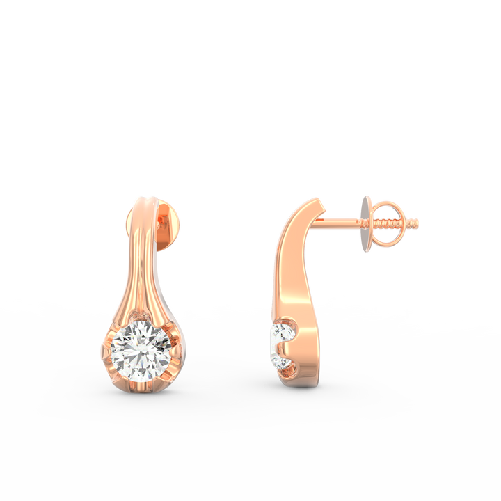 Contemporary Elegance - Elongated Gold Solitaire Earrings