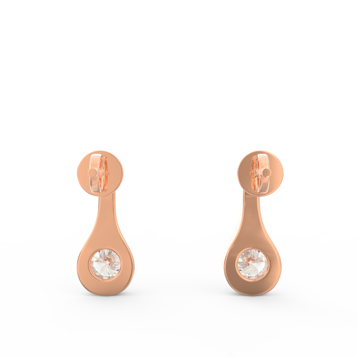 Contemporary Elegance - Elongated Gold Solitaire Earrings