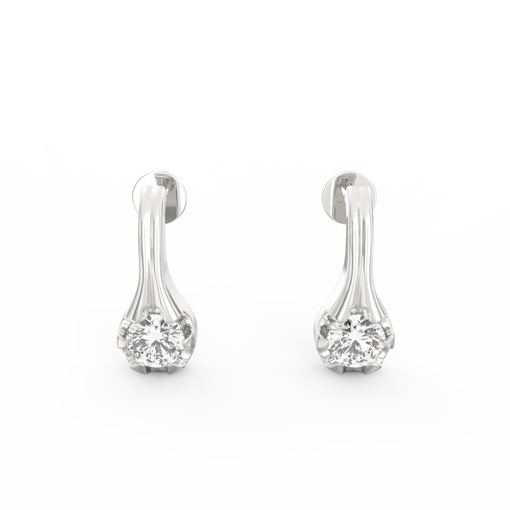 Contemporary Elegance - Elongated Gold Solitaire Earrings
