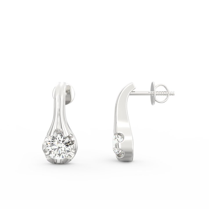 Contemporary Elegance - Elongated Gold Solitaire Earrings