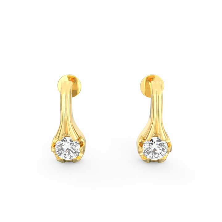 Contemporary Elegance - Elongated Gold Solitaire Earrings