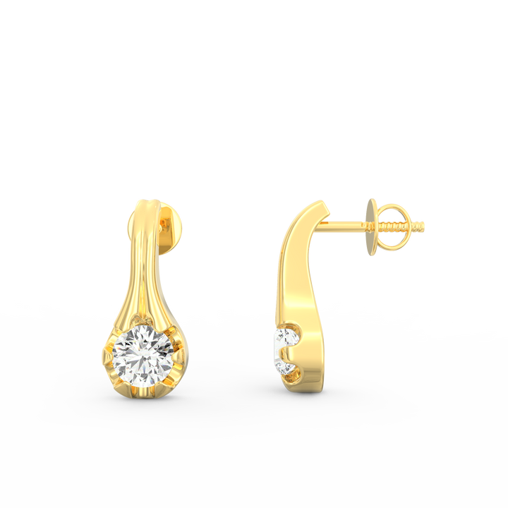 Contemporary Elegance - Elongated Gold Solitaire Earrings