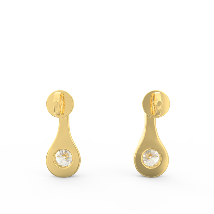 Contemporary Elegance - Elongated Gold Solitaire Earrings