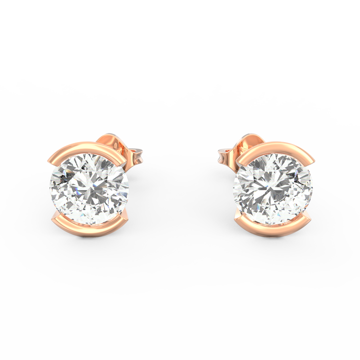 Modern Glamour - V-Shaped Socket Solitaire Stud Earring