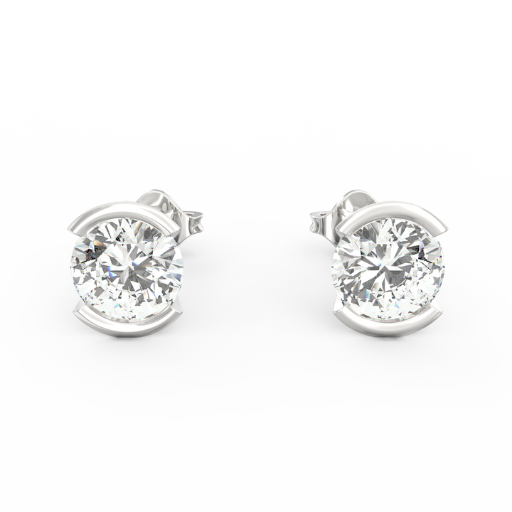 Modern Glamour - V-Shaped Socket Solitaire Stud Earring