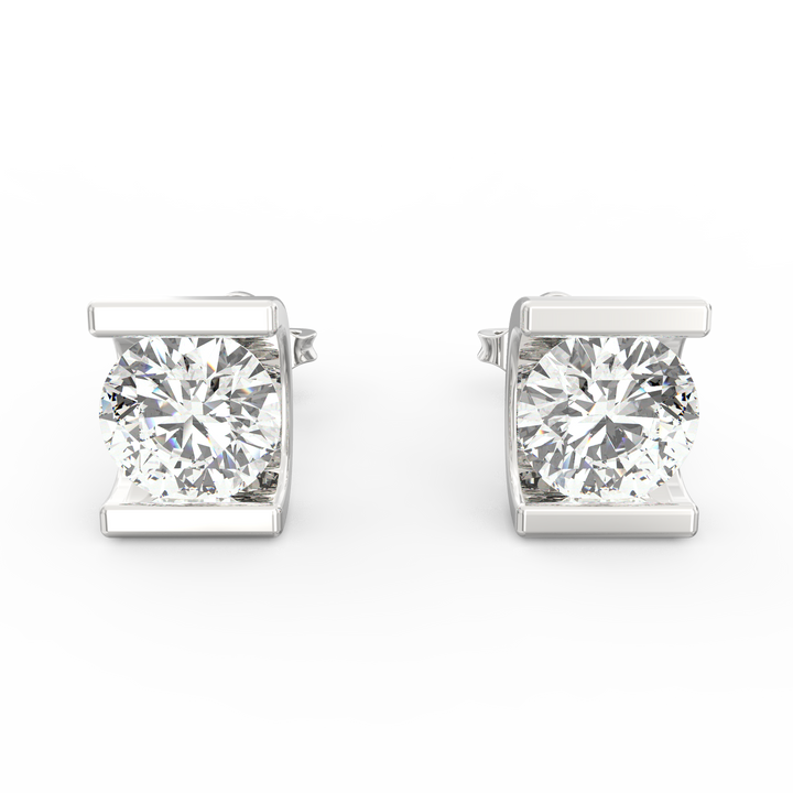 Modern Elegance - C-Shaped Socket Diamond Solitaire Stud Earring