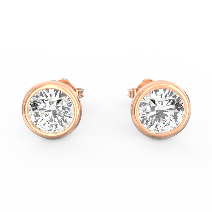 V-Shaped Socket Bezel Set Solitaire Diamond Stud Earring