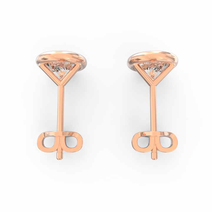 V-Shaped Socket Bezel Set Solitaire Diamond Stud Earring