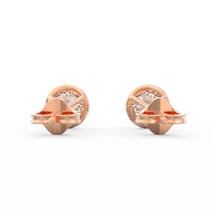 V-Shaped Socket Bezel Set Solitaire Diamond Stud Earring