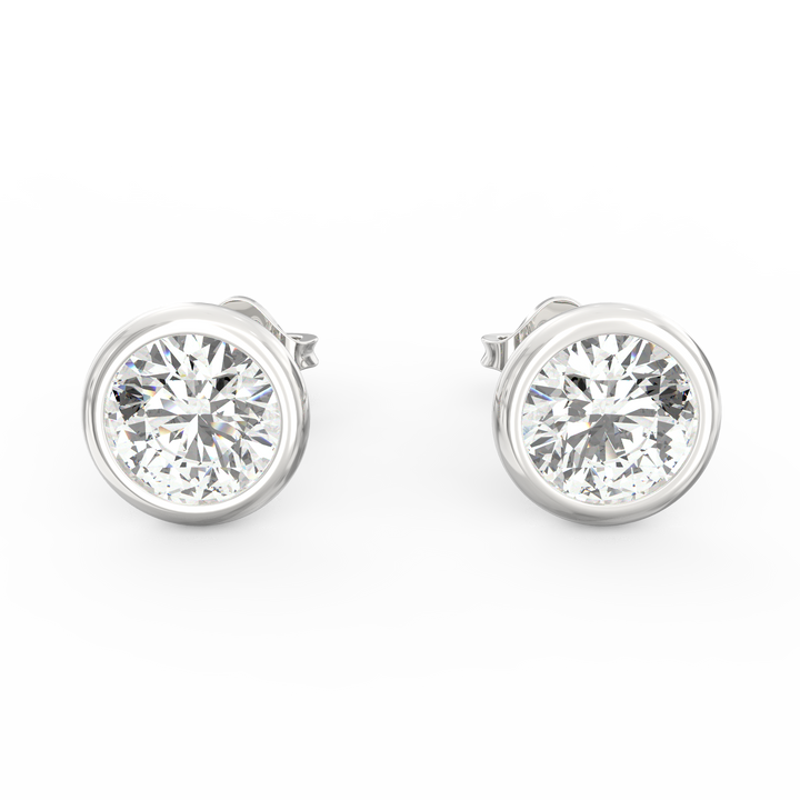 V-Shaped Socket Bezel Set Solitaire Diamond Stud Earring