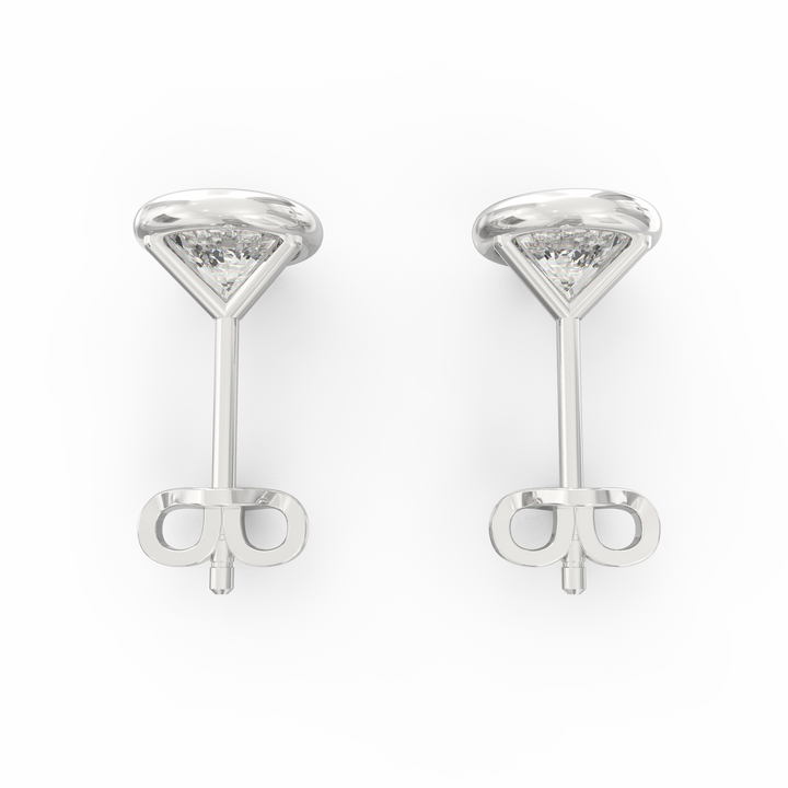V-Shaped Socket Bezel Set Solitaire Diamond Stud Earring