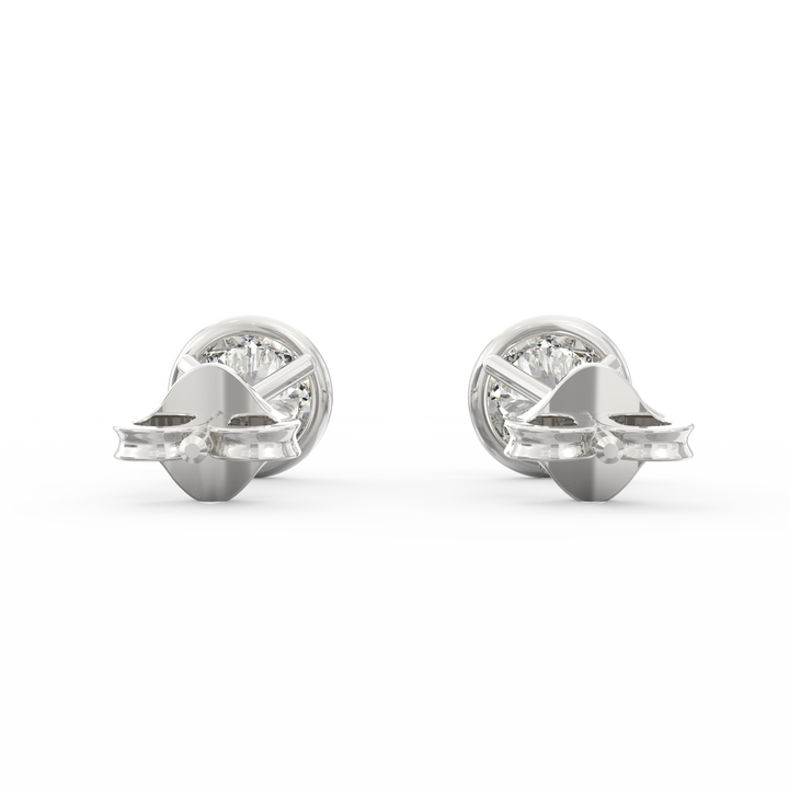 V-Shaped Socket Bezel Set Solitaire Diamond Stud Earring