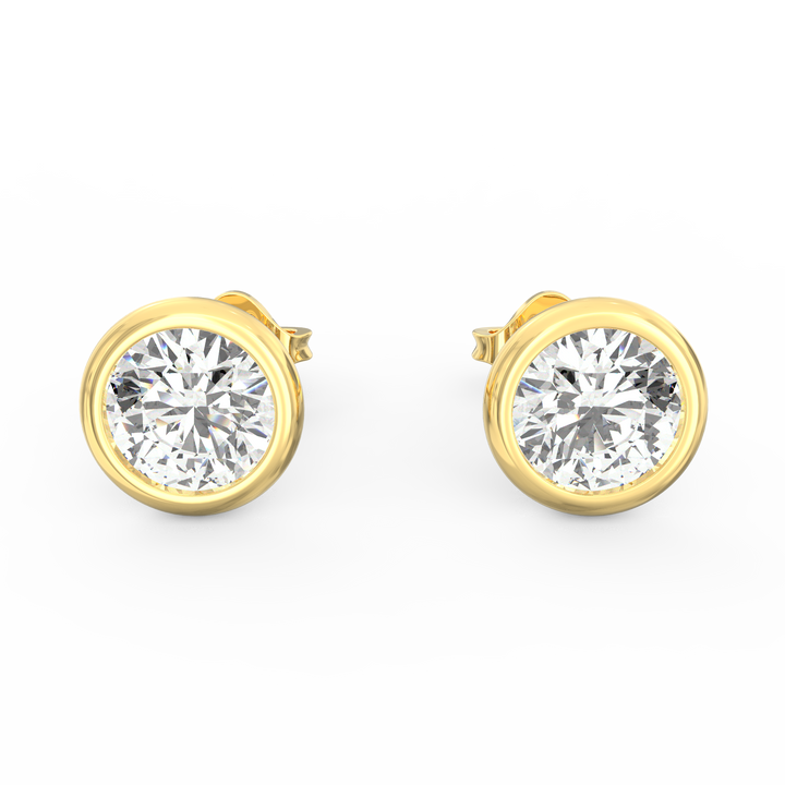 V-Shaped Socket Bezel Set Solitaire Diamond Stud Earring