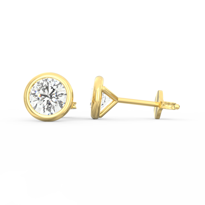 V-Shaped Socket Bezel Set Solitaire Diamond Stud Earring