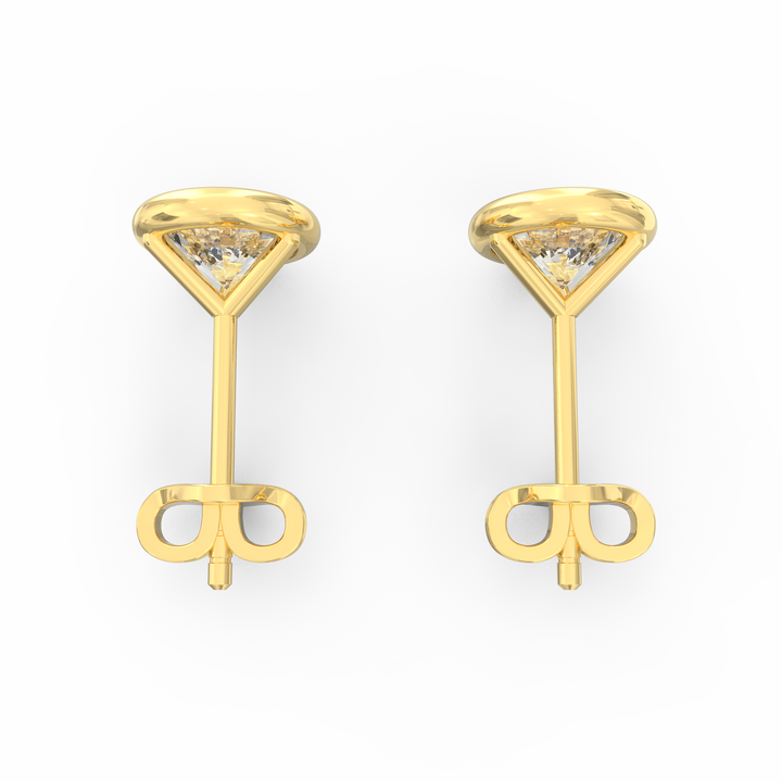 V-Shaped Socket Bezel Set Solitaire Diamond Stud Earring
