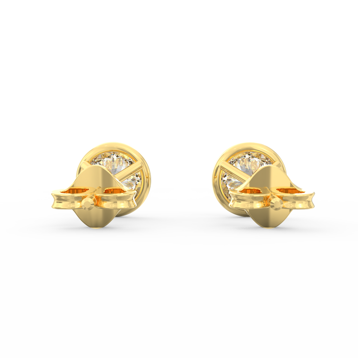 V-Shaped Socket Bezel Set Solitaire Diamond Stud Earring
