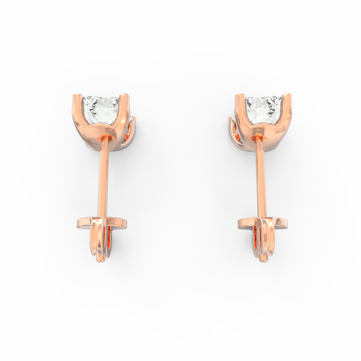 Contemporary Brilliance - Modern Open Socket Emerald Cut Diamond Stud Earring