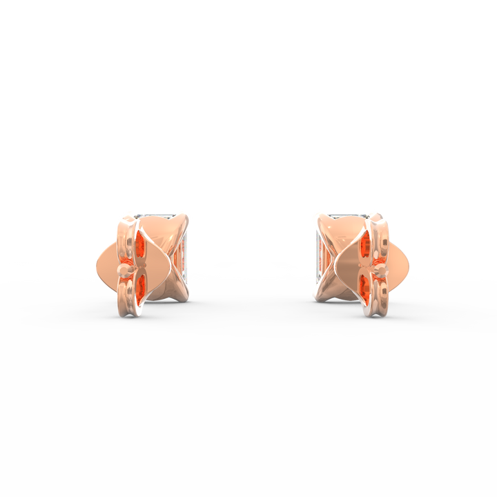 Contemporary Brilliance - Modern Open Socket Emerald Cut Diamond Stud Earring