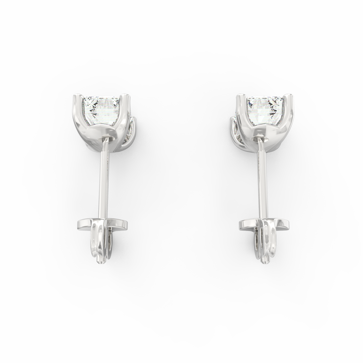 Contemporary Brilliance - Modern Open Socket Emerald Cut Diamond Stud Earring