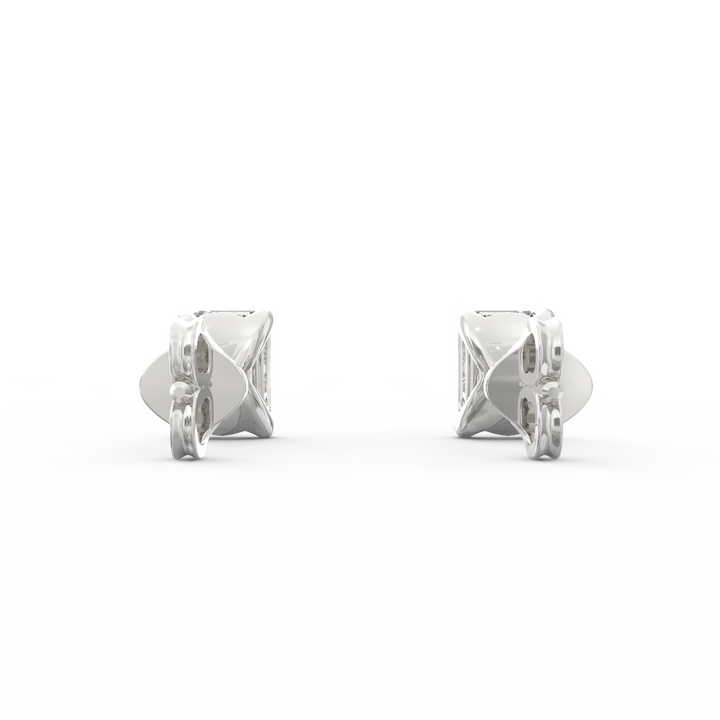 Contemporary Brilliance - Modern Open Socket Emerald Cut Diamond Stud Earring