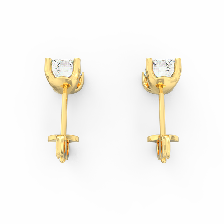 Contemporary Brilliance - Modern Open Socket Emerald Cut Diamond Stud Earring