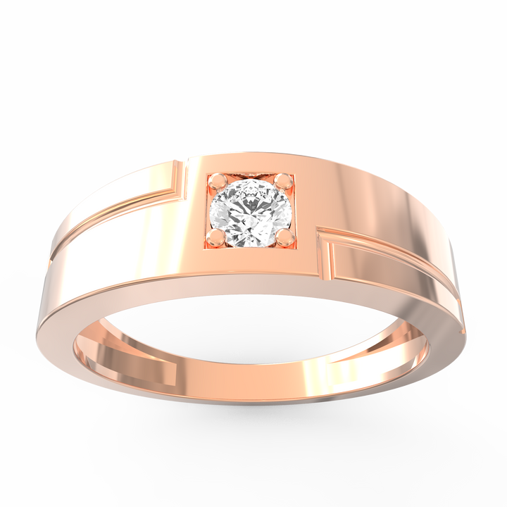 Regal Solitaire Men's Diamond Signet Ring