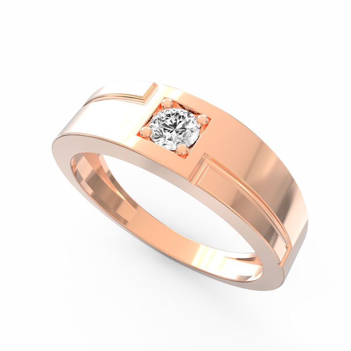 Regal Solitaire Men's Diamond Signet Ring