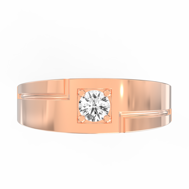 Regal Solitaire Men's Diamond Signet Ring