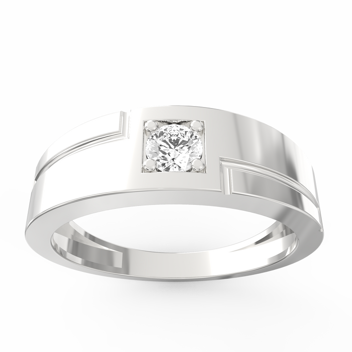 Regal Solitaire Men's Diamond Signet Ring