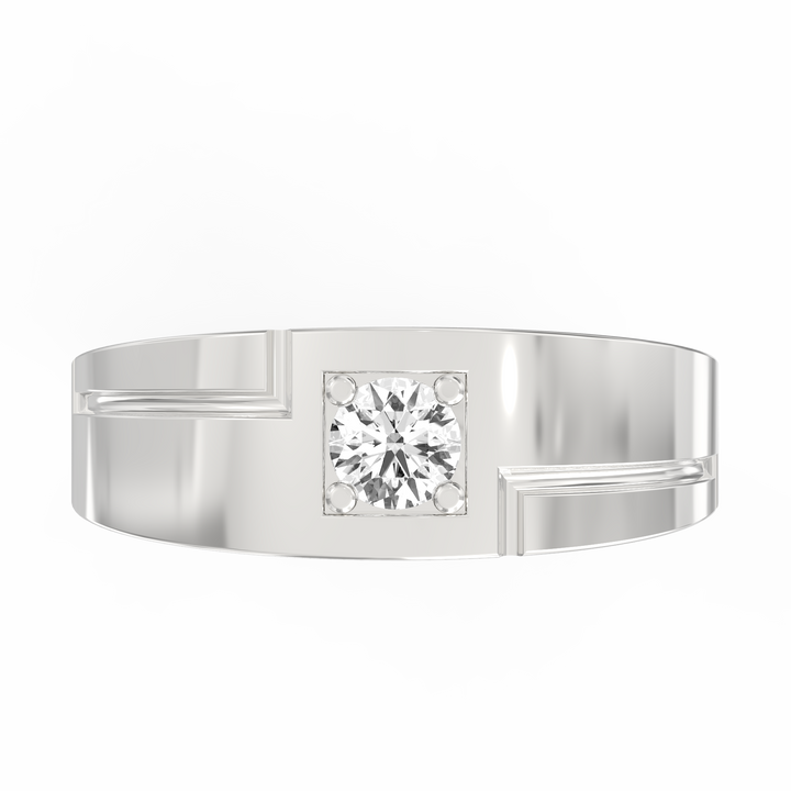 Regal Solitaire Men's Diamond Signet Ring