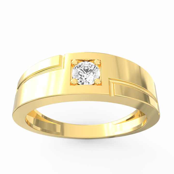Regal Solitaire Men's Diamond Signet Ring
